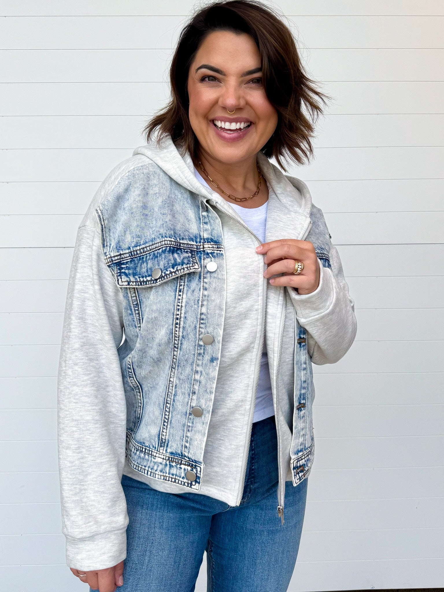 The Jackie Denim + Hoodies Twofer Jacket